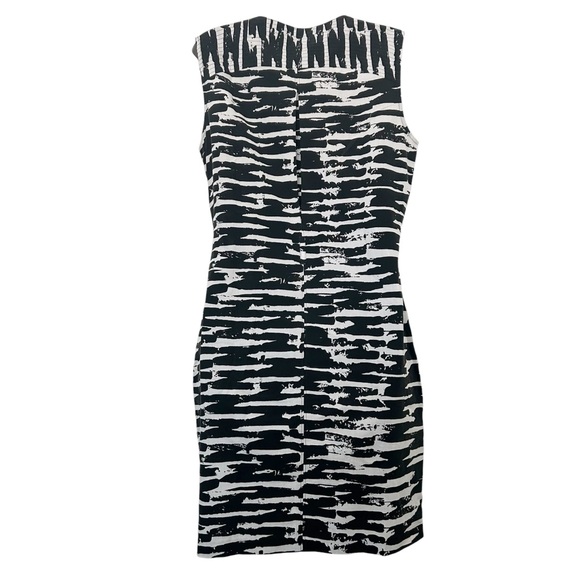 Calvin Klein black white sleeveless sheath dress size 6 zipper accent career - Picture 3 of 10